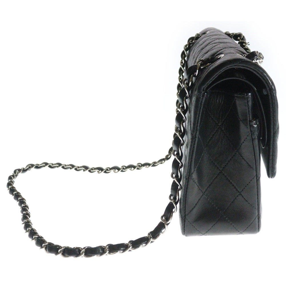 CHANEL(シャネル) マトラッセ25 ダブルフラップ ダブルチェーン ショルダーバッグ ハンドバッグ ブラック ラムスキン シルバー金具