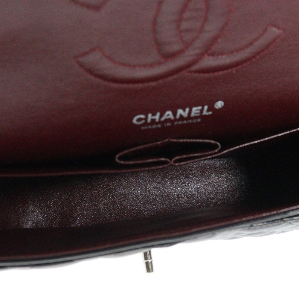 CHANEL(シャネル) マトラッセ25 ダブルフラップ ダブルチェーン ショルダーバッグ ハンドバッグ ブラック ラムスキン シルバー金具