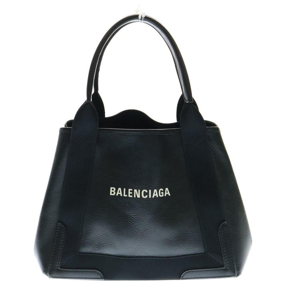 BALENCIAGA(バレンシアガ) ネイビーカバスS ハンドバッグ トートバッグ ブラック シルバー金具 レザー 339933