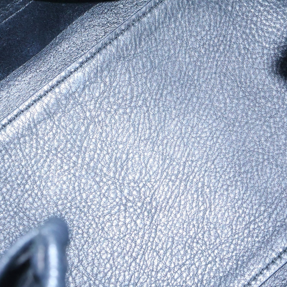 BALENCIAGA(バレンシアガ) ネイビーカバスS ハンドバッグ トートバッグ ブラック シルバー金具 レザー 339933