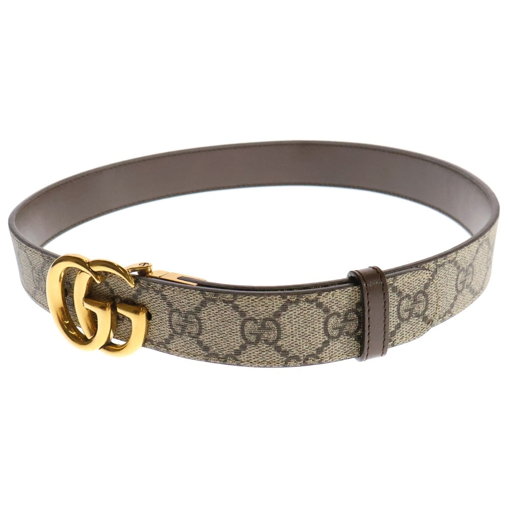 GUCCI(グッチ) GGマーモント リバーシブル ベルト グレー×ゴールド レザー 659417