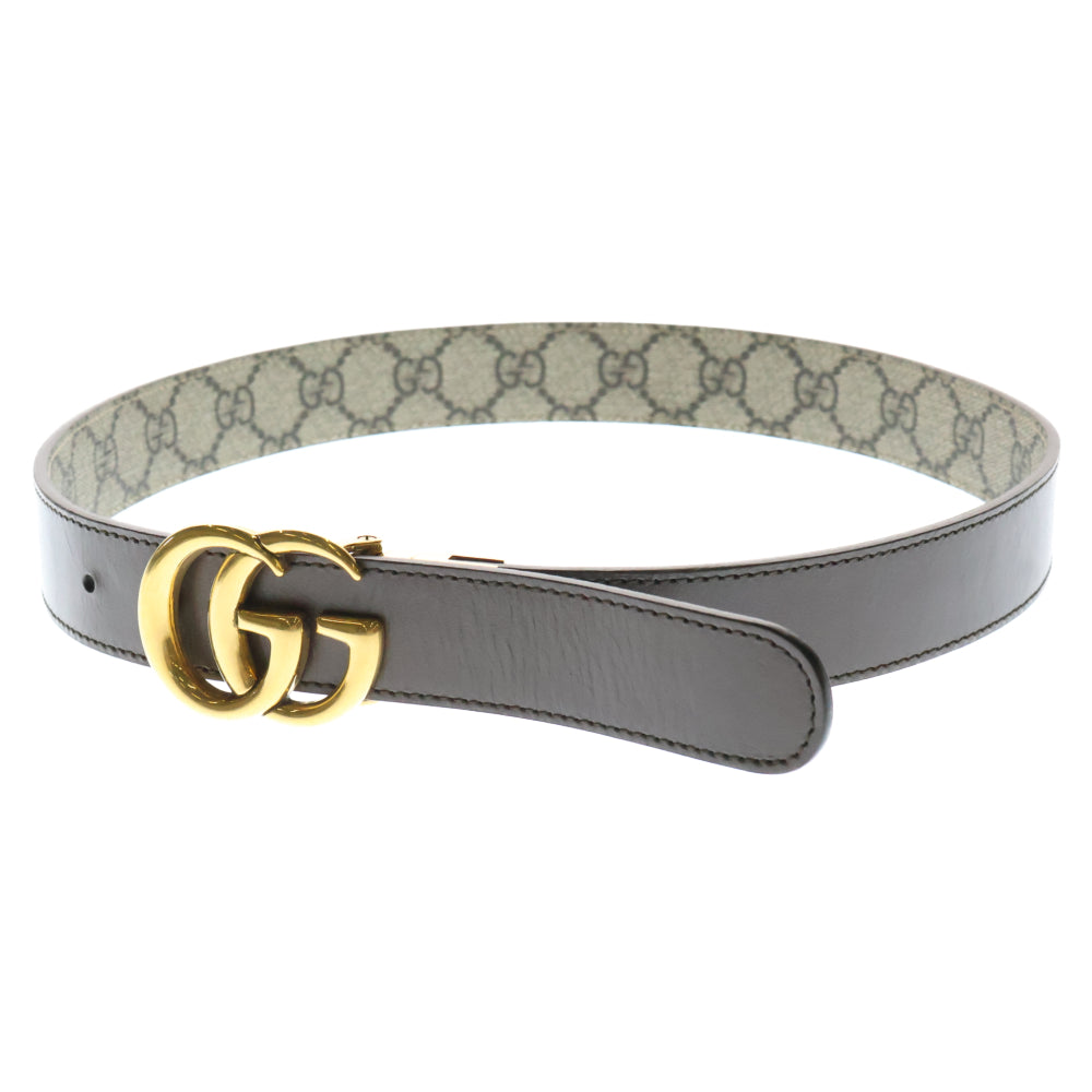 GUCCI(グッチ) GGマーモント リバーシブル ベルト グレー×ゴールド レザー 659417