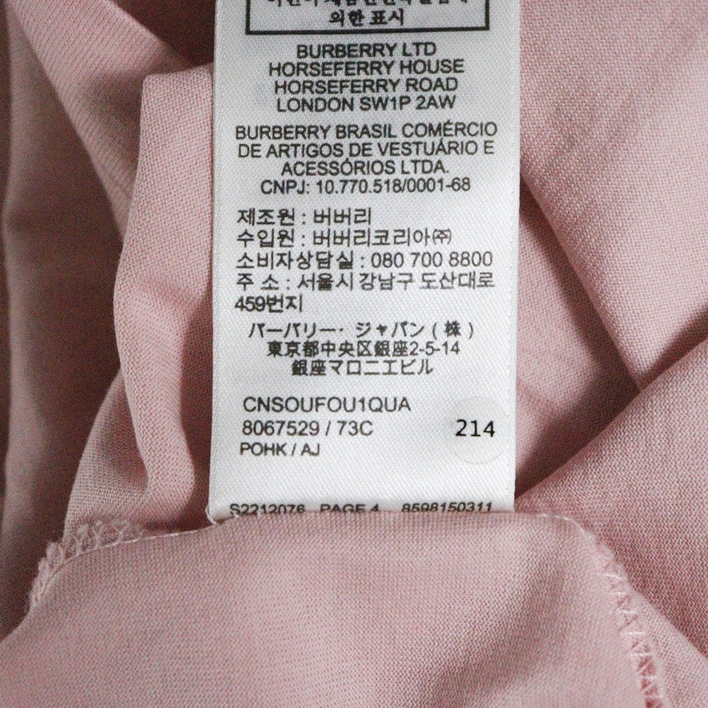 BURBERRY(バーバリー) フロントロゴプリント クルーネック 半袖Tシャツ カットソー ピンク 8067529