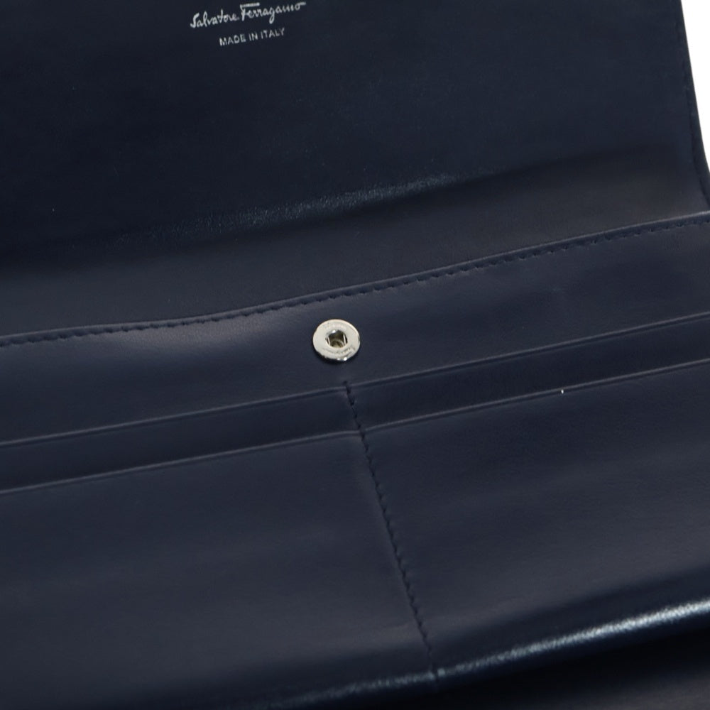 Salvatore Ferragamo(サルヴァトーレ フェラガモ) レザー総柄ロングウォレット 長財布 ブルー 〇