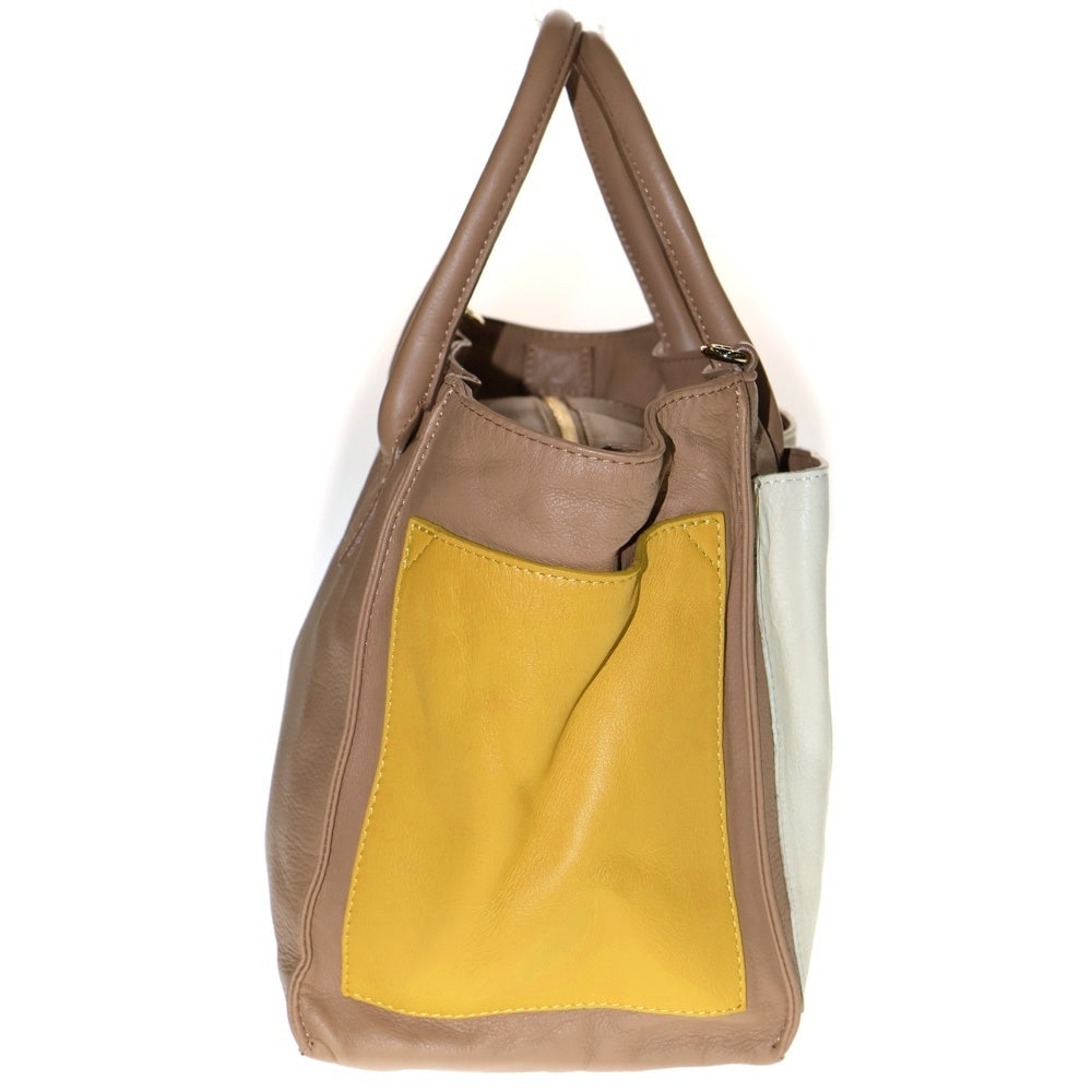 SEE BY CHLOE(シーバイクロエ) 2WAYバッグ ハンドバッグ ショルダーバッグ アイボリー×イエロー×ブラウン レザー ゴールド金具