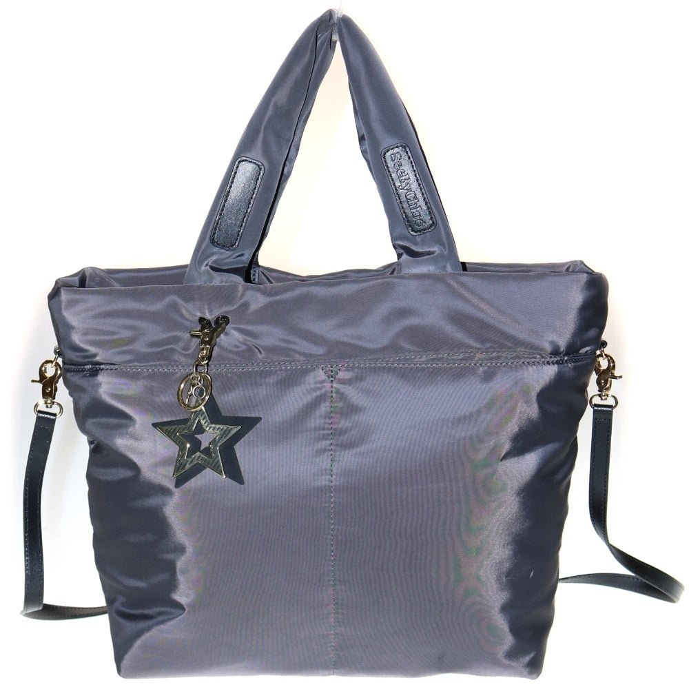 SEE BY CHLOE(シーバイクロエ) 2WAYバッグ ハンドバッグ トートバッグ ショルダーバッグ ナイロン×レザー ダークグレー