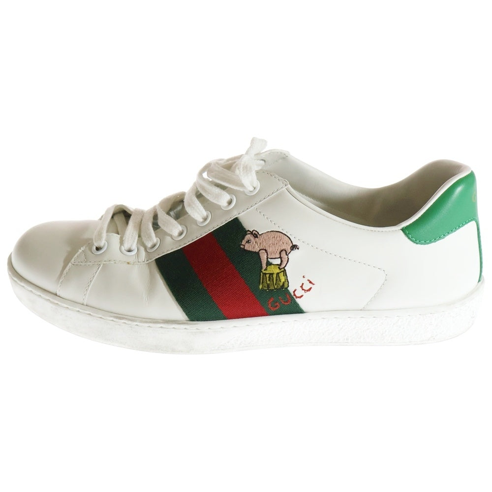 GUCCI(グッチ) エース キトゥン ウェブライン アニマル レザーローカットスニーカー ホワイト