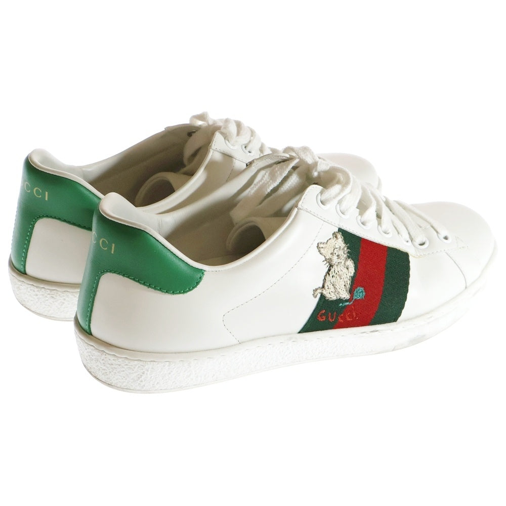 GUCCI(グッチ) エース キトゥン ウェブライン アニマル レザーローカットスニーカー ホワイト