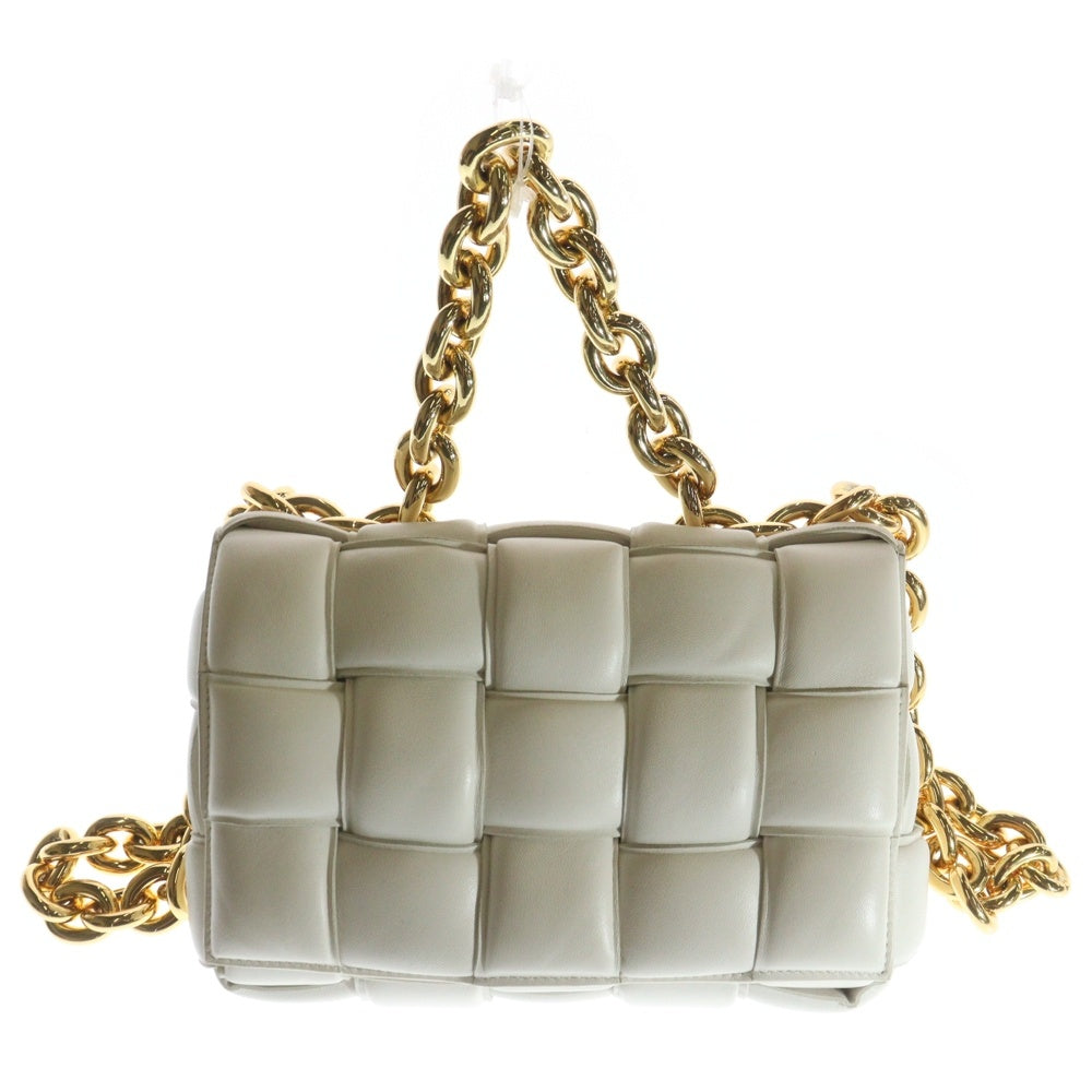 BOTTEGA VENETA(ボッテガヴェネタ) マキシイントレチャート カセットバッグ チェーンレザーショルダーバッグ ハンドバッグ ホワイト 631421 VBWZ0 9143