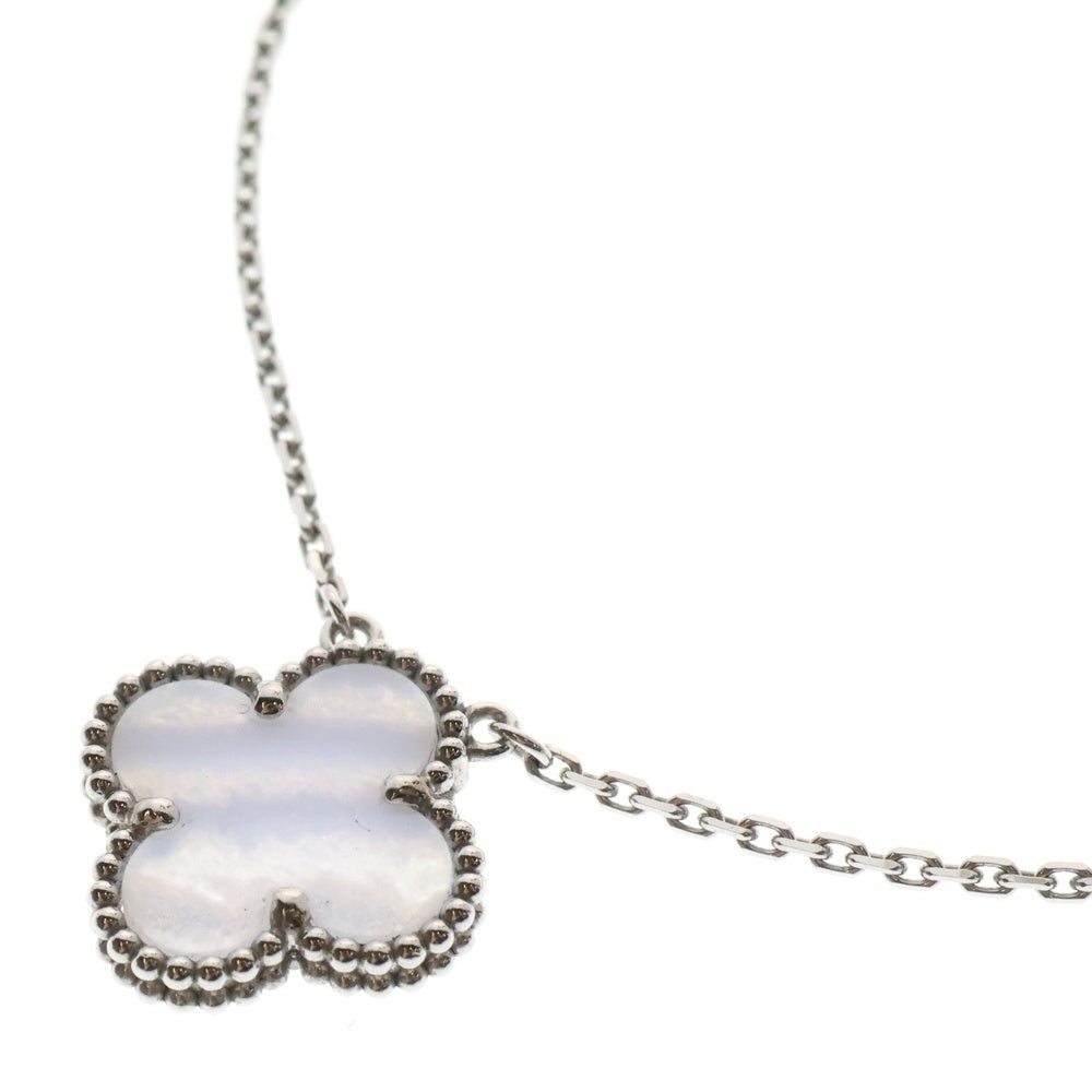 Van Cleef & Arpels(ヴァンクリーフアンドアーペル) ヴィンテージ アルハンブラ カルセドニー ネックレス ペンダント Au750 K18 WG ホワイトゴールド