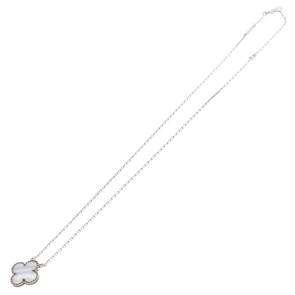 Van Cleef & Arpels(ヴァンクリーフアンドアーペル) ヴィンテージ アルハンブラ カルセドニー ネックレス ペンダント Au750 K18 WG ホワイトゴールド