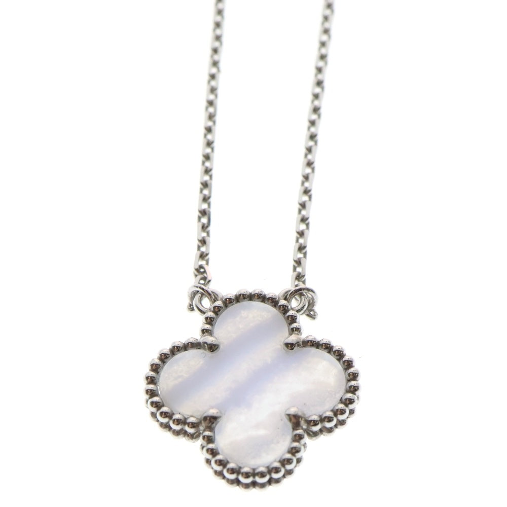 Van Cleef & Arpels(ヴァンクリーフアンドアーペル) ヴィンテージ アルハンブラ カルセドニー ネックレス ペンダント Au750 K18 WG ホワイトゴールド