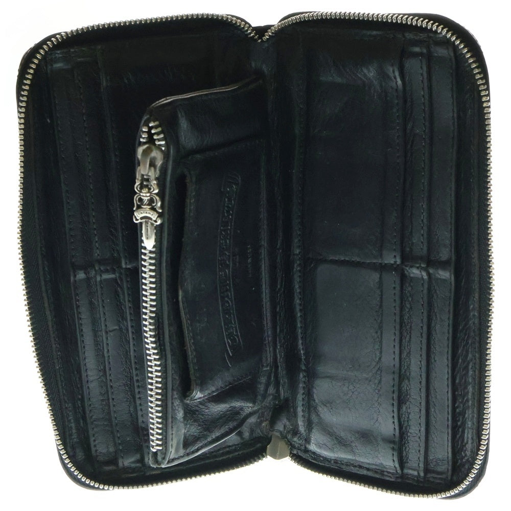 CHROME HEARTS　黒 レザー 長財布 ダブルファスナー CHROME HEARTS 黒 レザー 長財布 ダブルファスナー クロムハーツ 財布