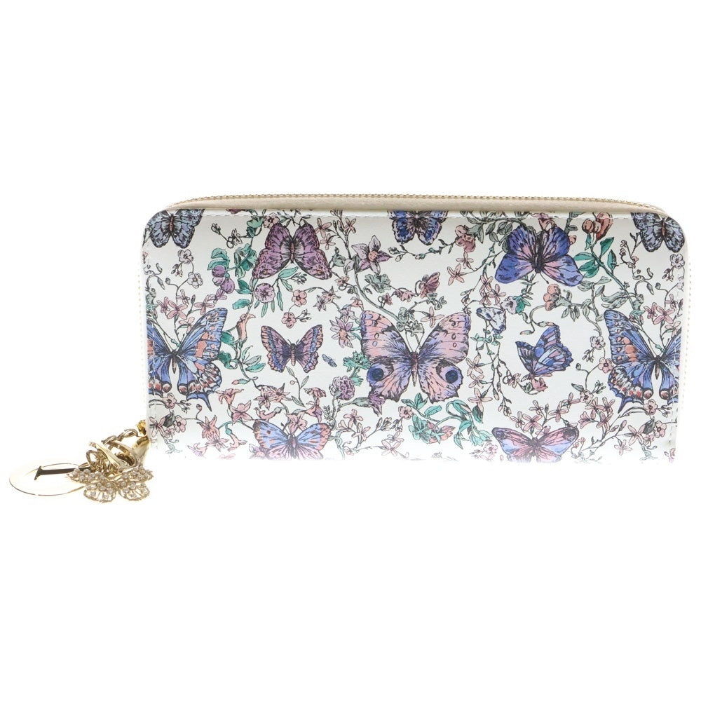 Christian Dior(クリスチャンディオール) レディディオール ヴォワヤジュール ラウンドファスナーウォレット ロングウォレット ホワイト ゴールド金具 レザー