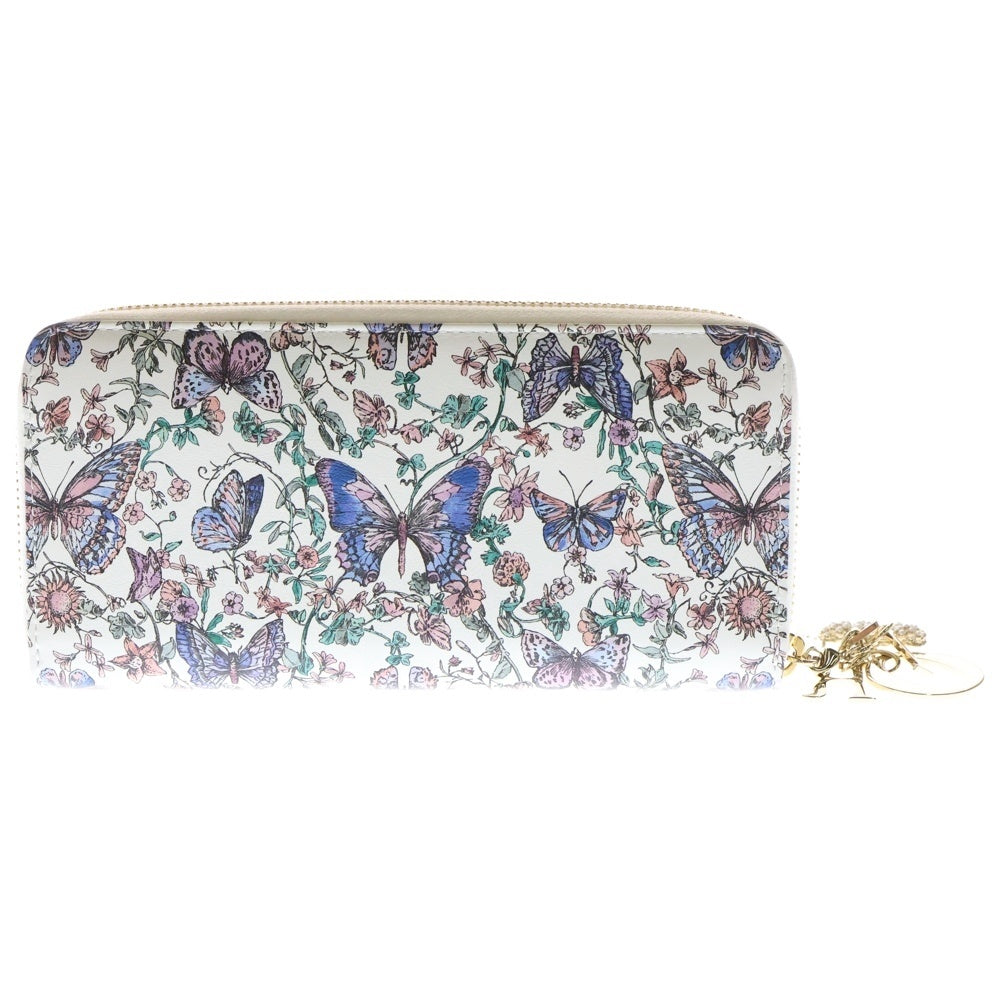 Christian Dior(クリスチャンディオール) レディディオール ヴォワヤジュール ラウンドファスナーウォレット ロングウォレット ホワイト ゴールド金具 レザー