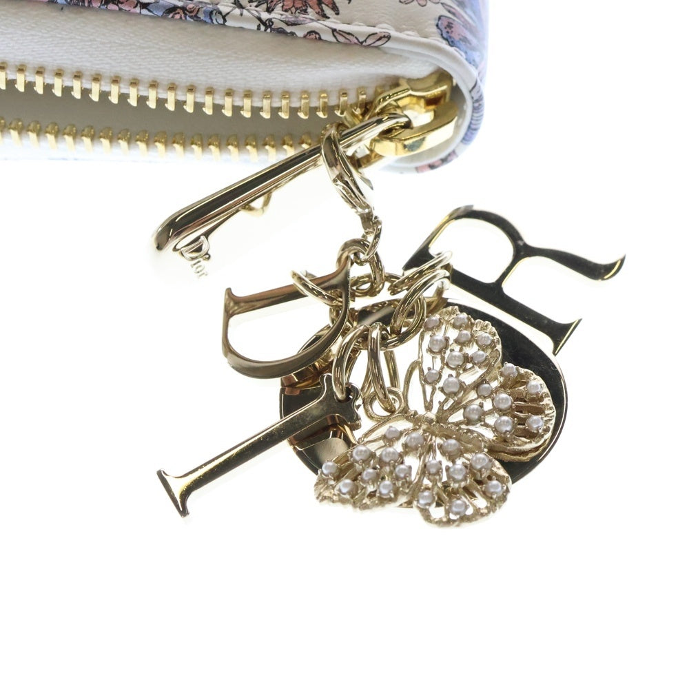 Christian Dior(クリスチャンディオール) レディディオール ヴォワヤジュール ラウンドファスナーウォレット ロングウォレット ホワイト ゴールド金具 レザー