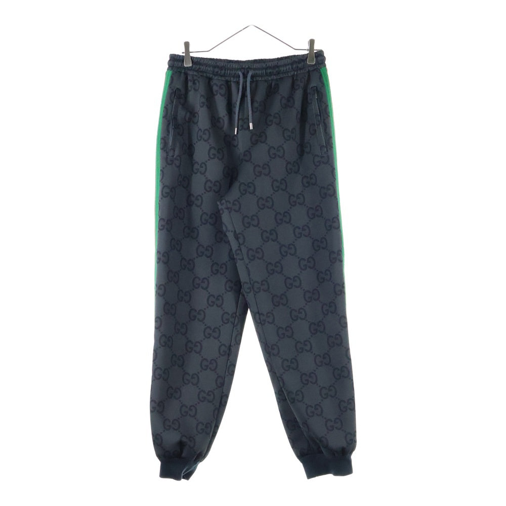 GUCCI(グッチ) ジャンボGG 総柄プリント ウェブストライプ シェリーライン スウェット トラック ジョガー ジョギングパンツ ブラック 715192