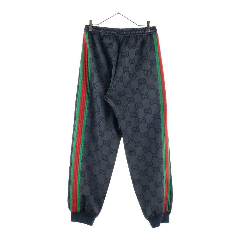GUCCI(グッチ) ジャンボGG 総柄プリント ウェブストライプ シェリーライン スウェット トラック ジョガー ジョギングパンツ ブラック 715192