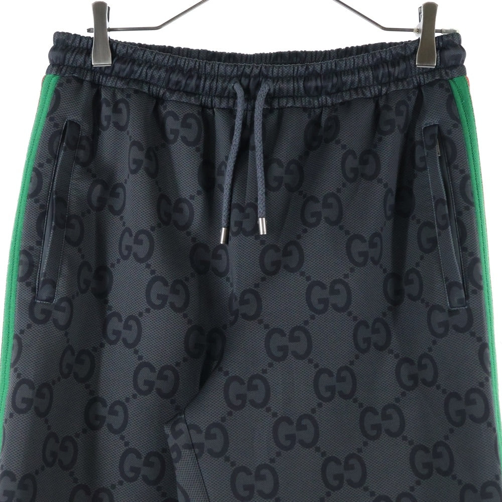GUCCI(グッチ) ジャンボGG 総柄プリント ウェブストライプ シェリーライン スウェット トラック ジョガー ジョギングパンツ ブラック 715192