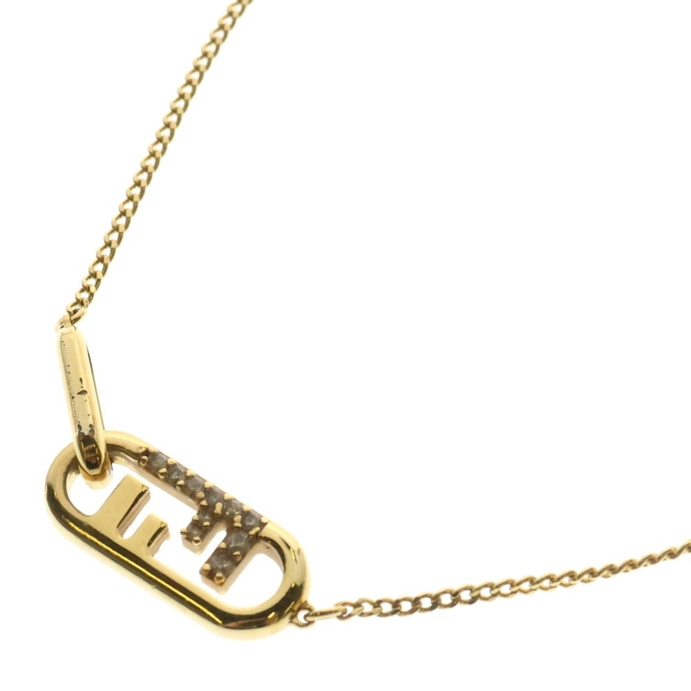 FENDI(フェンディ) オーロック ラインストーン ネックレス ペンダント チェーン ゴールド GP