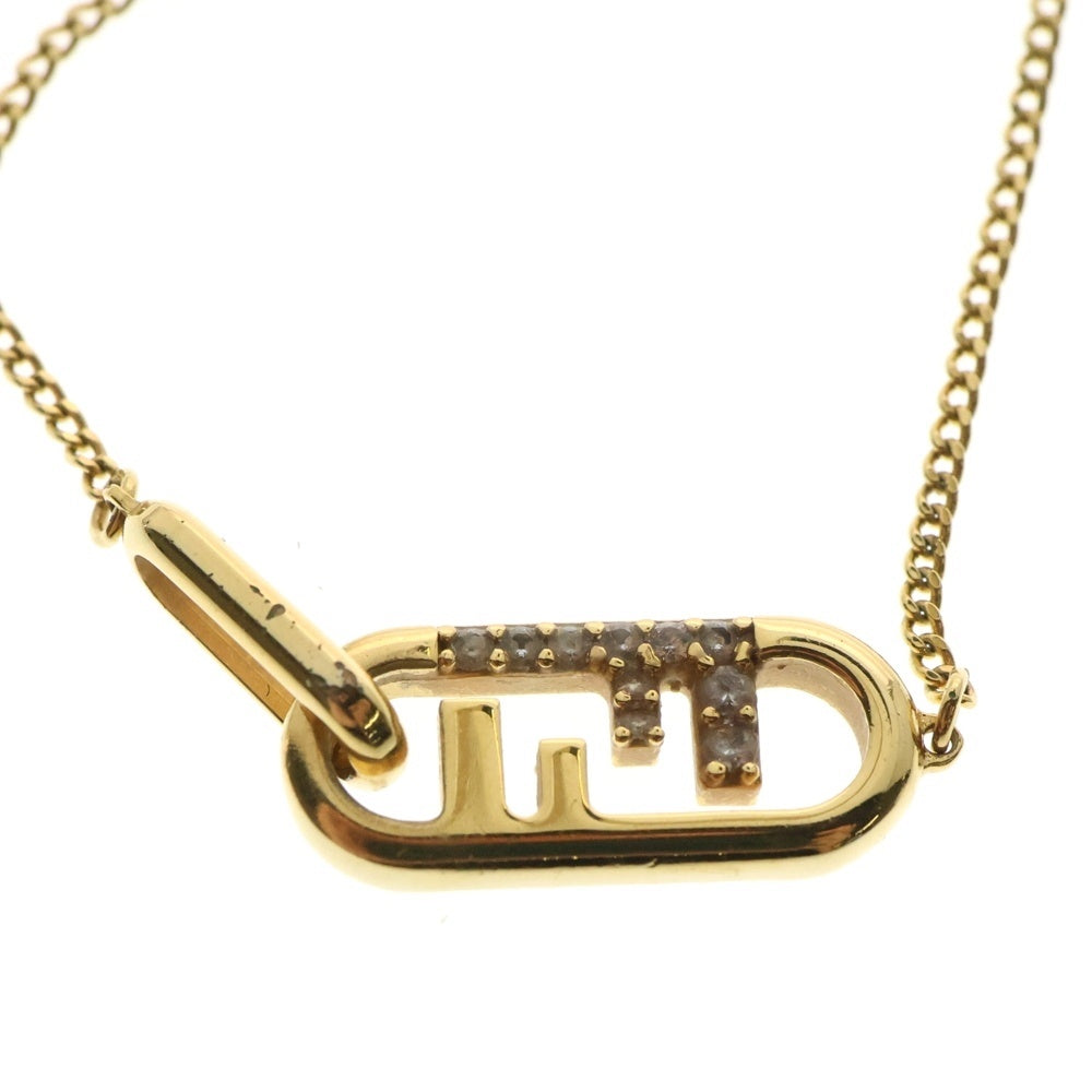 FENDI(フェンディ) オーロック ラインストーン ネックレス ペンダント チェーン ゴールド GP