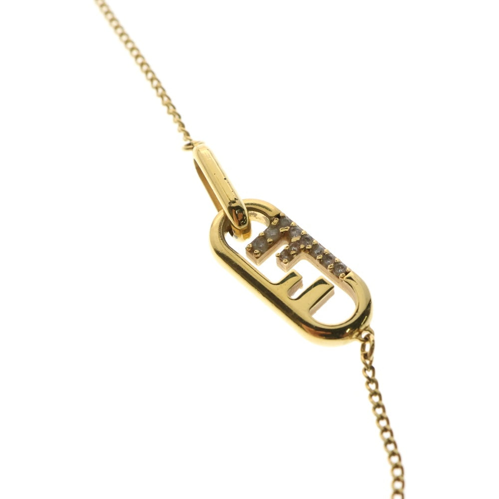 FENDI(フェンディ) オーロック ラインストーン ネックレス ペンダント チェーン ゴールド GP