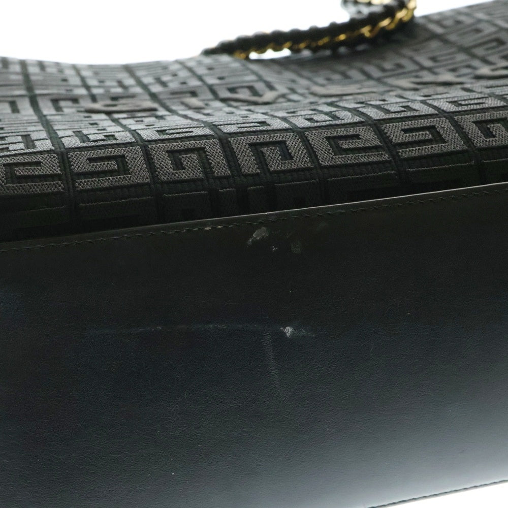 GIVENCHY(ジバンシィ) Gトート ミディアム ロゴ刺繍 4G キャンバス レザー 2WAY チェーン ハンド ショルダー トートバッグ ゴールド金具 ブラック