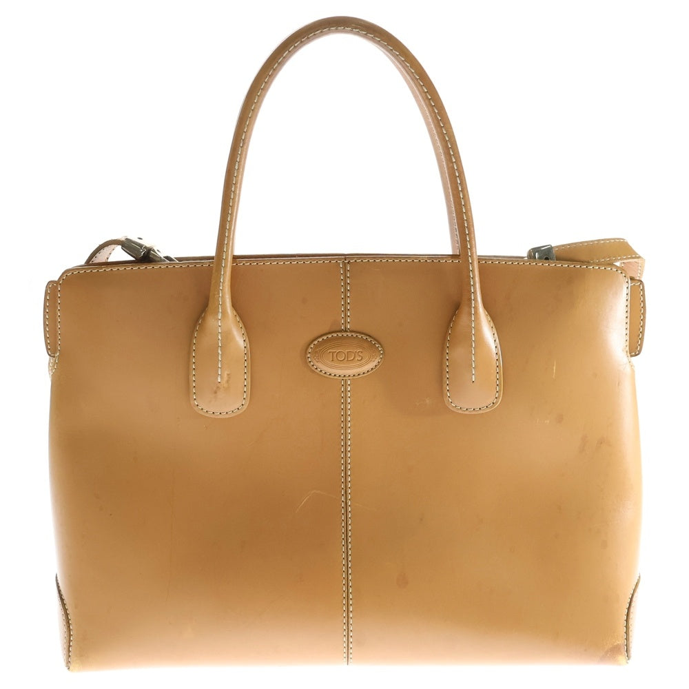 TOD'S(トッズ) レザー 2WAY ハンド ショルダーバッグ シルバー金具 ブラウン