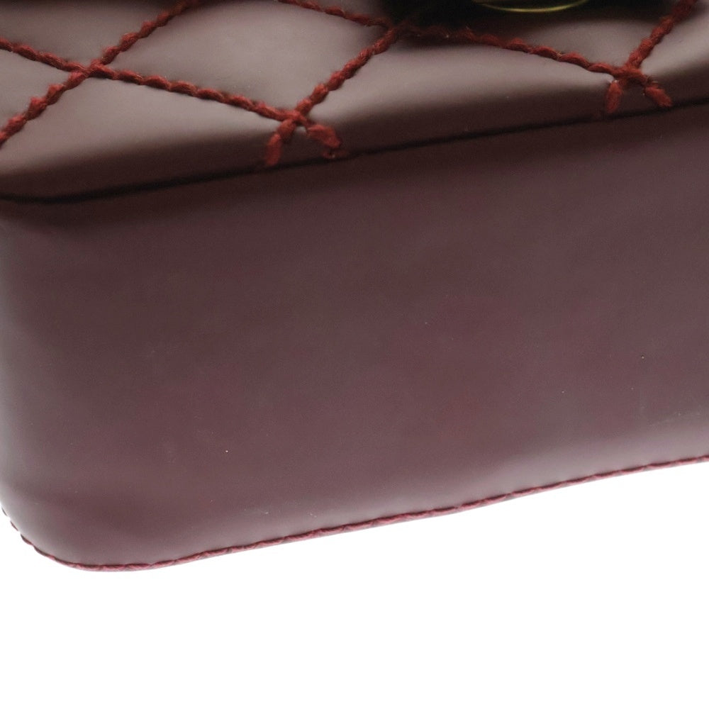 CHANEL(シャネル) ココマーク ミニマトラッセ ワイルドステッチ シングルフラップ レザーチェーンショルダーバッグ バーガンディレッド レディース WS9948