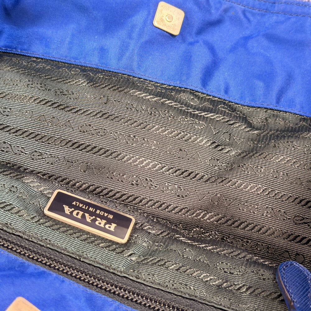 PRADA(プラダ) ベア テニス 2wayトートバッグ ハンドバッグ ショルダーバッグ ブルー シルバー金具 ナイロン