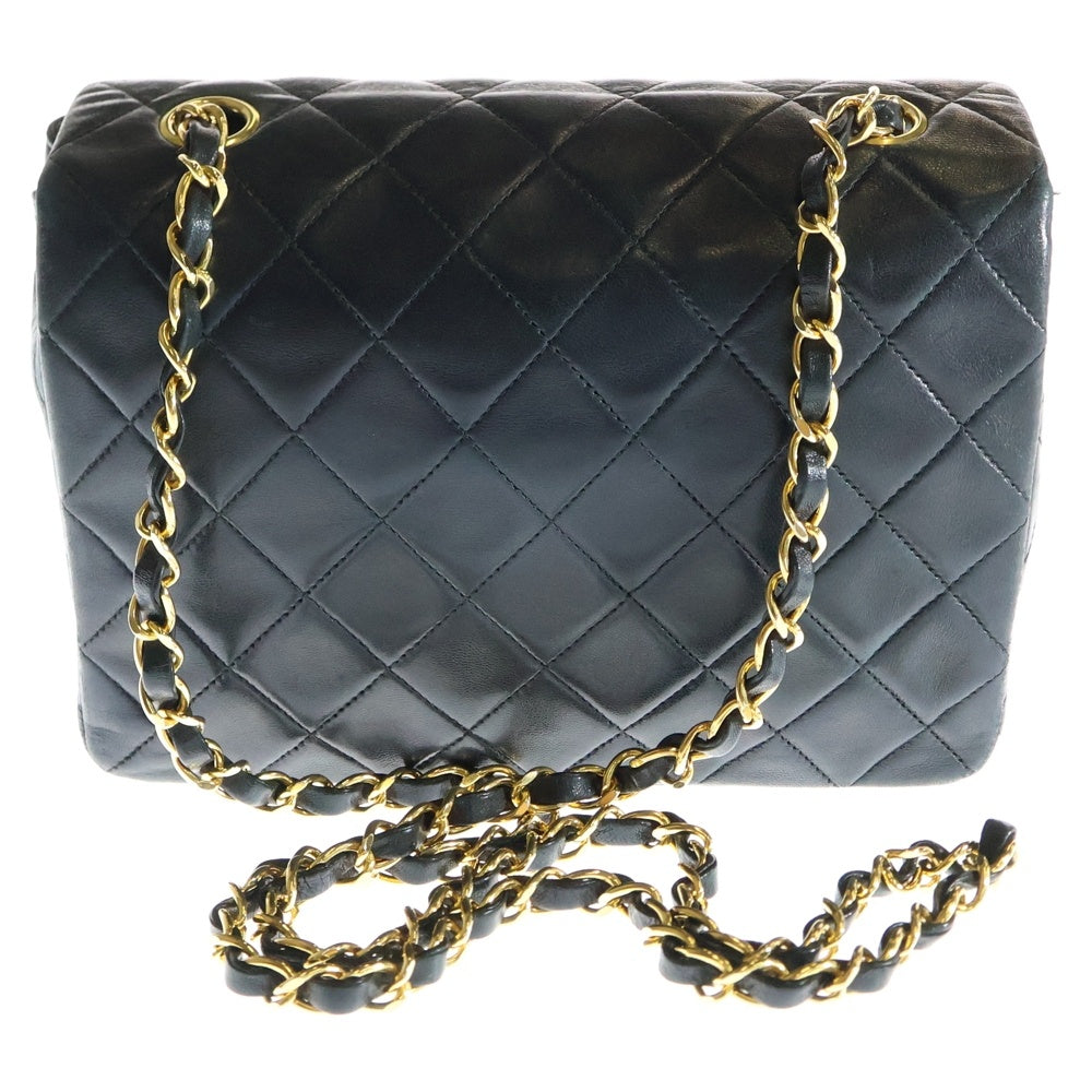 CHANEL(シャネル) ミニマトラッセ チェーンショルダーバッグ ブラック ラムスキン ゴールド金具