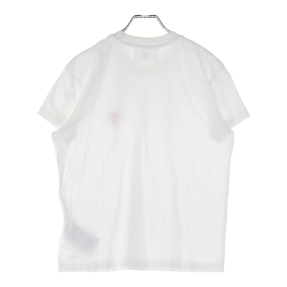 ami paris(アミパリス) AMI DE COEUR アミ ドゥクール ワンポイントロゴ刺繍 クルーネック 半袖Tシャツ カットソー ホワイト BFUTS001.724