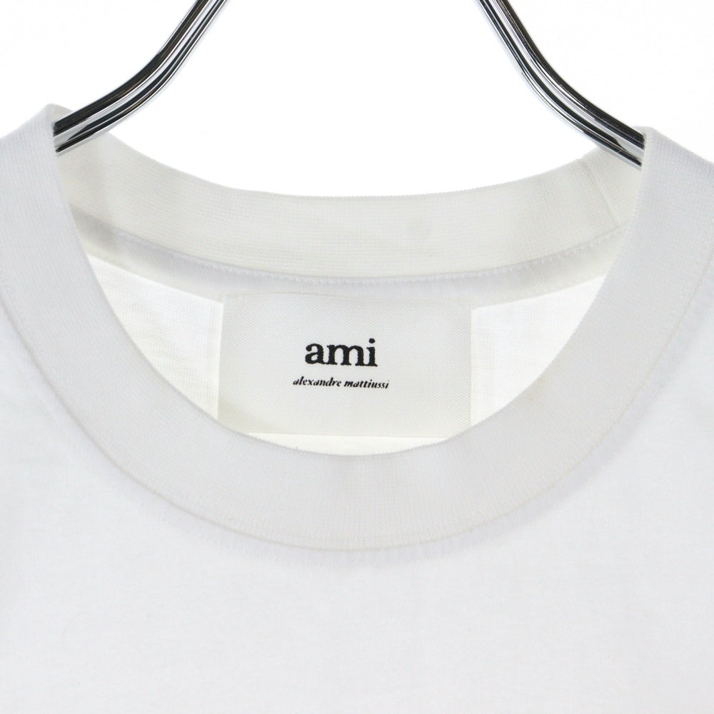 ami paris(アミパリス) AMI DE COEUR アミ ドゥクール ワンポイントロゴ刺繍 クルーネック 半袖Tシャツ カットソー ホワイト BFUTS001.724