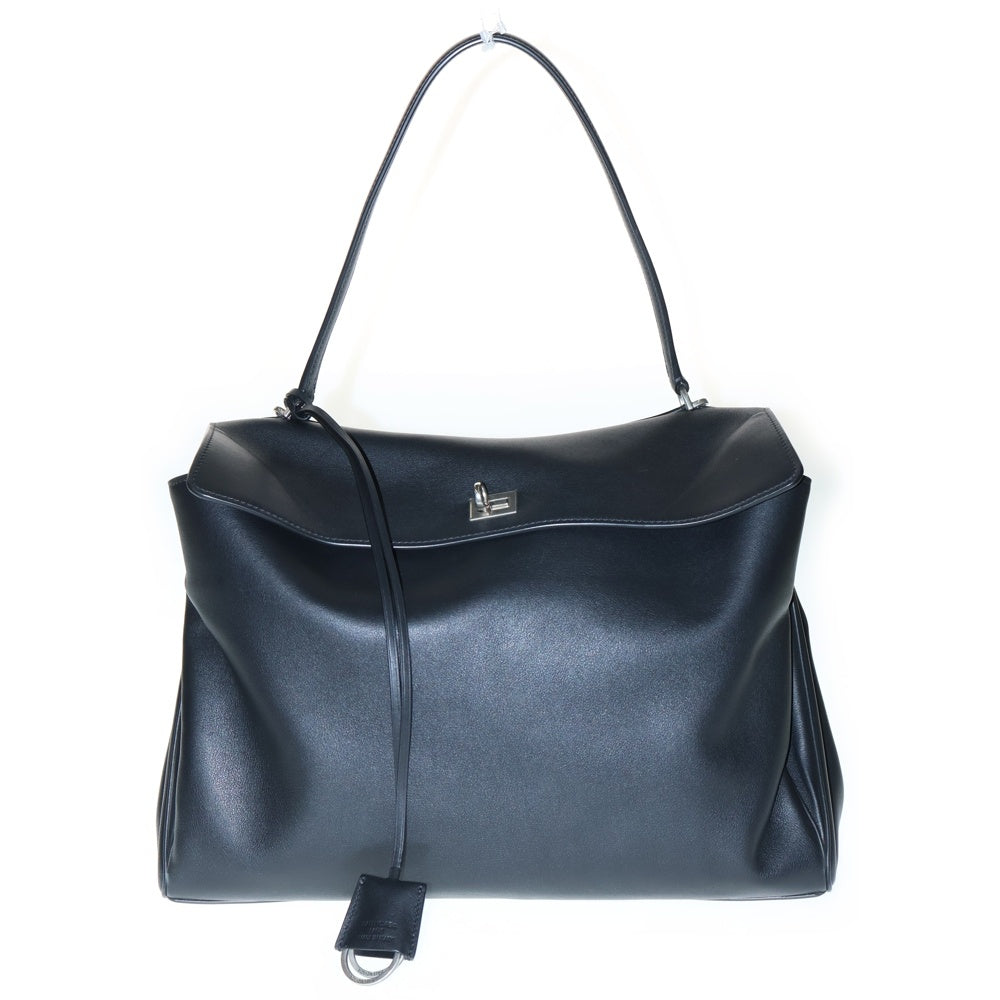 BALENCIAGA(バレンシアガ) Rodeo ロデオ ラージ ショルダーバッグ 2wayハンドバッグ トップハンドル ブラック レザー シルバー金具 789772