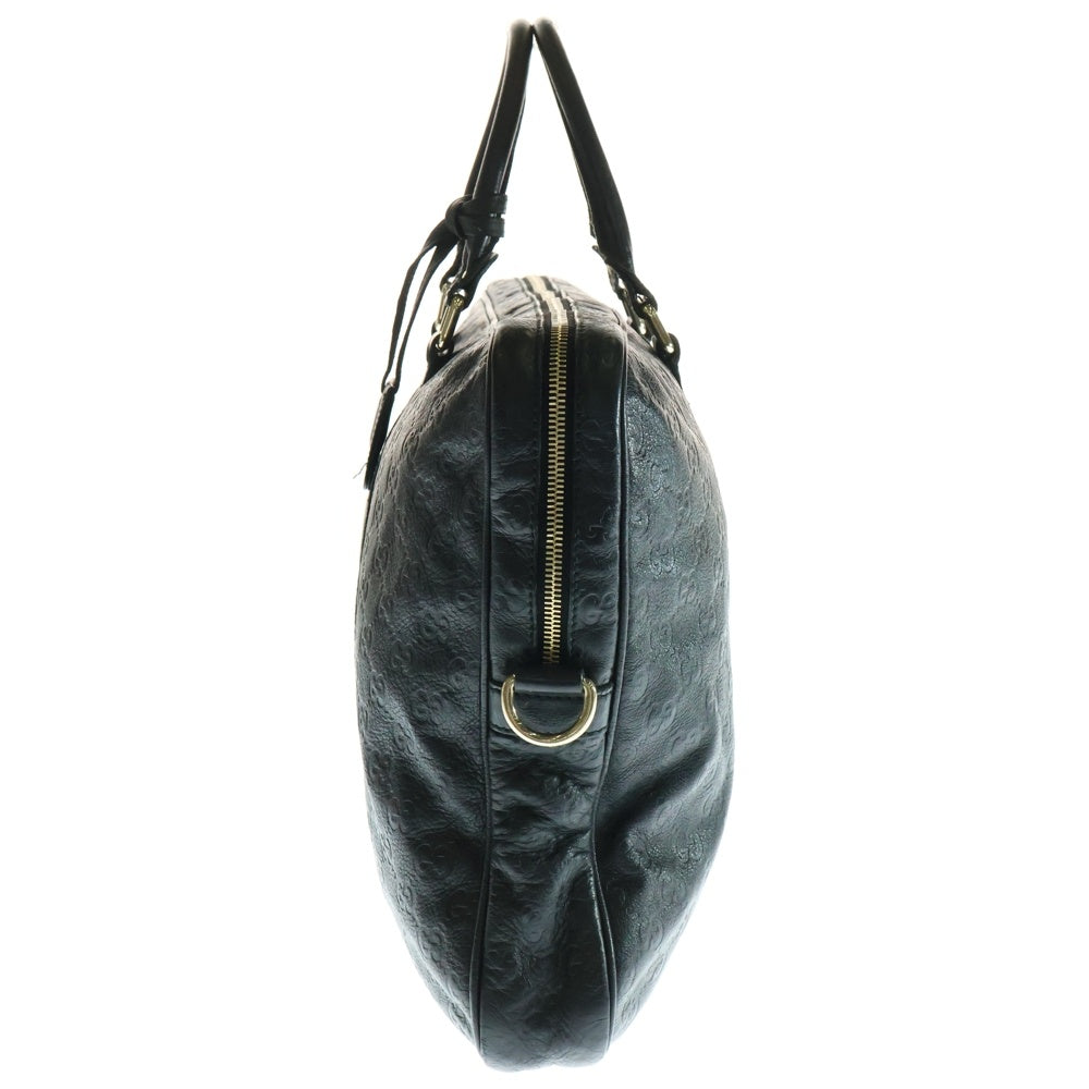 GUCCI(グッチ) ディアマンテ グッチシマ レザー ブリーフケース ハンド ビジネスバッグ ゴールド金具 ブラック 201480