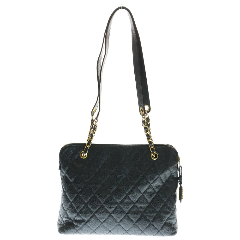 CHANEL(シャネル) ココマーク チェーントートバッグ ハンドバッグ ブラック キャビアスキン ゴールド金具