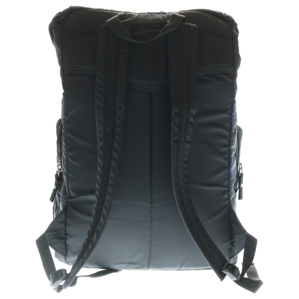 MONCLER(モンクレール) 15AW NEW GERARD ZAINO ニュー ジェラルド ザイノ ロゴプレート 総柄プリント ナイロン バックパック リュックサック ブラック/ブルー A209A0061020 53710