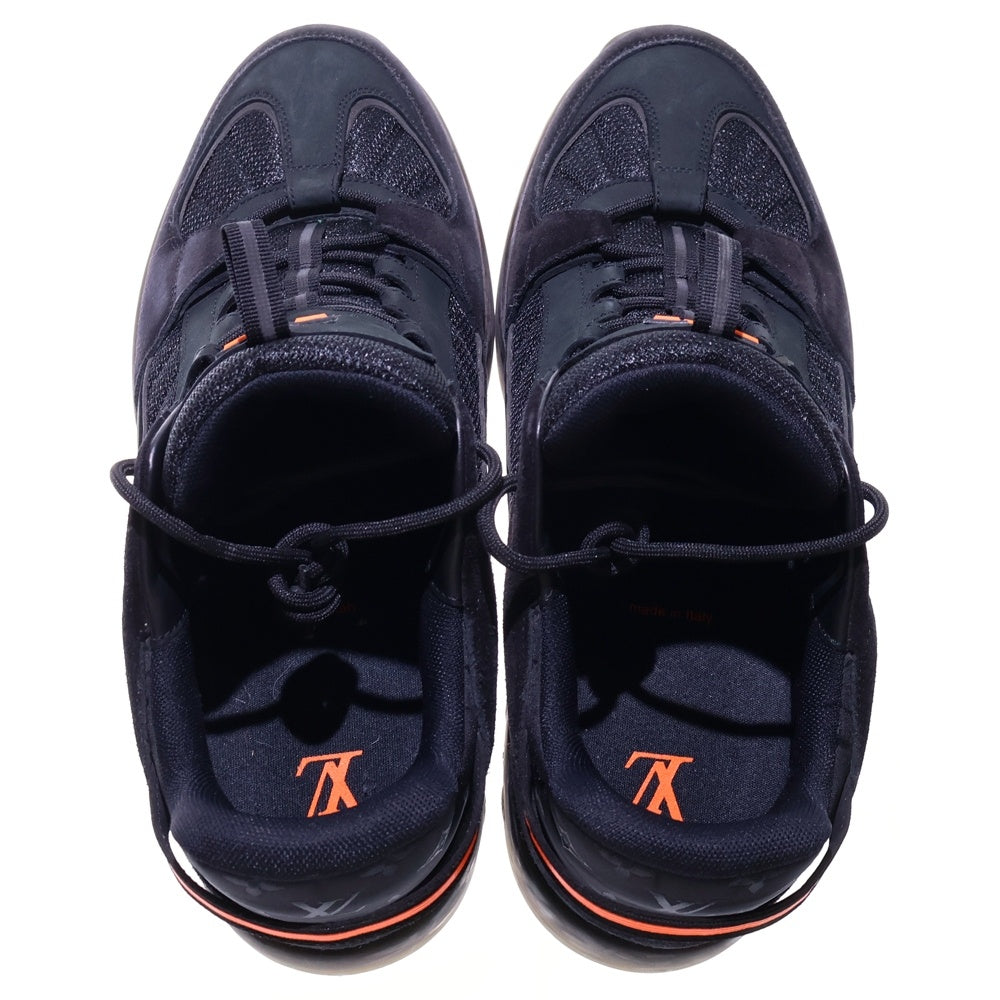 LOUIS VUITTON(ルイヴィトン) 21SS ×Lucien Clarke ルシアン クラーク アビュー ライン モノグラム スエードレザー メッシュ レースアップ ローカットシューズ スニーカー ブラック/オレンジ