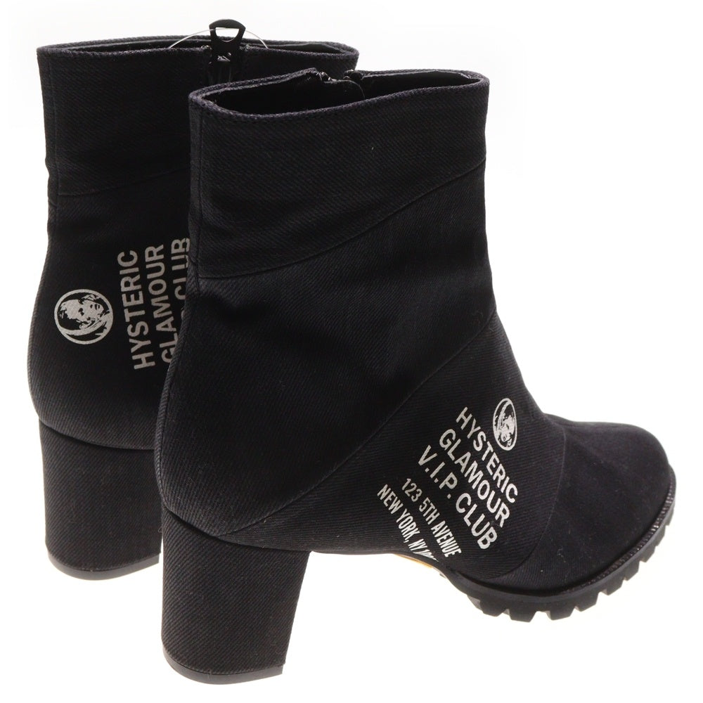 HYSTERIC GLAMOUR(ヒステリックグラマー) デニムパッチワークヒールショートブーツ ブラック