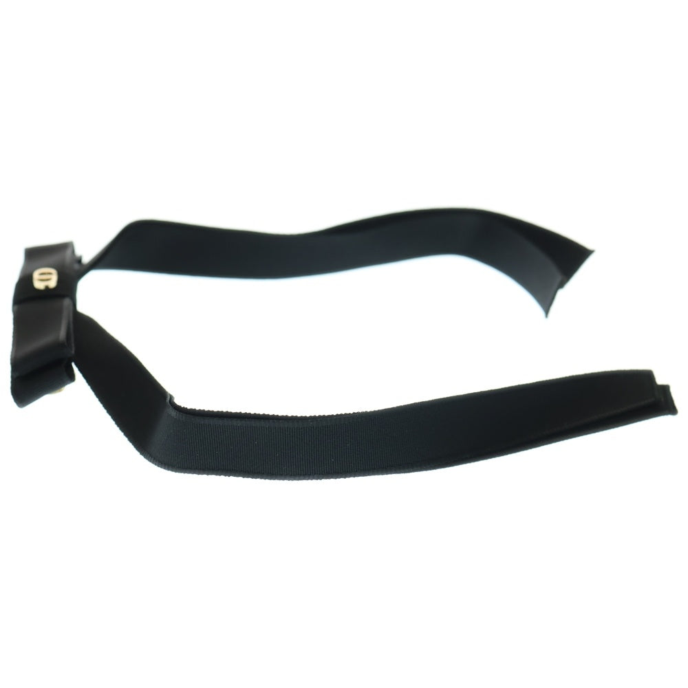 Christian Dior(クリスチャンディオール) CDロゴ リボン バレッタ ヘアアクセサリー ヘアクリップ ブラック ゴールド金具