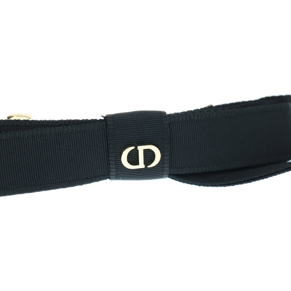 Christian Dior(クリスチャンディオール) CDロゴ リボン バレッタ ヘアアクセサリー ヘアクリップ ブラック ゴールド金具