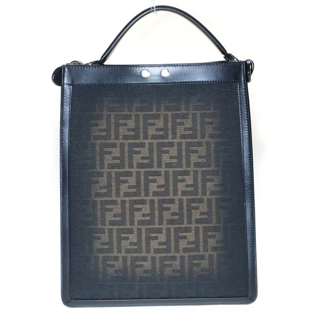 FENDI(フェンディ) 23AW PEEKABOO X-Lite Small ピーカブー エックスライト スモール ズッカ柄 FFファブリック キャンバス レザー 2WAY ハンド ショルダー トートバッグ