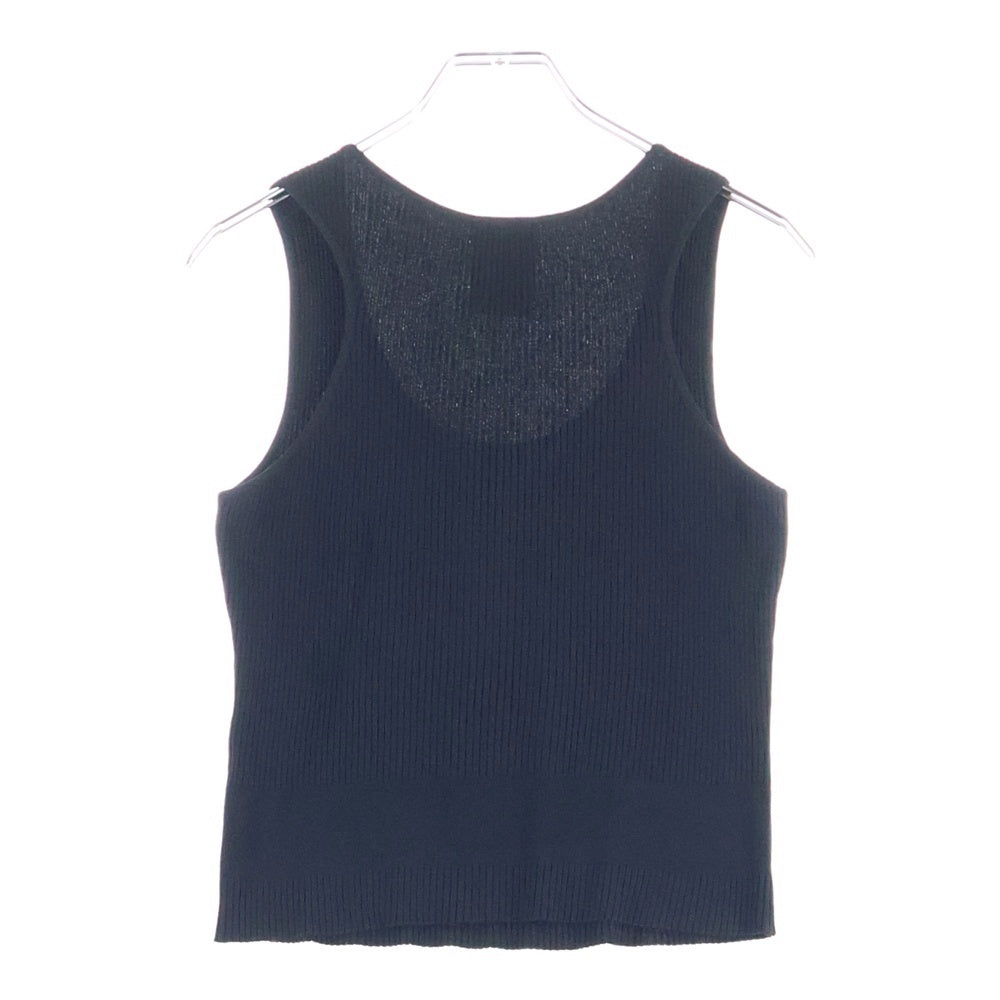 CHANEL(シャネル) 02P スプリングコレクション メタルロゴプレート レーヨン リブニット ノースリーブ タンクトップ カットソー ブラック レディース P19341V01118