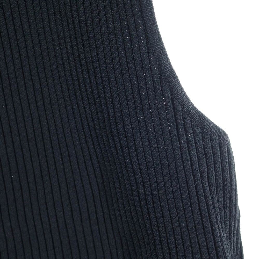 CHANEL(シャネル) 02P スプリングコレクション メタルロゴプレート レーヨン リブニット ノースリーブ タンクトップ カットソー ブラック レディース P19341V01118