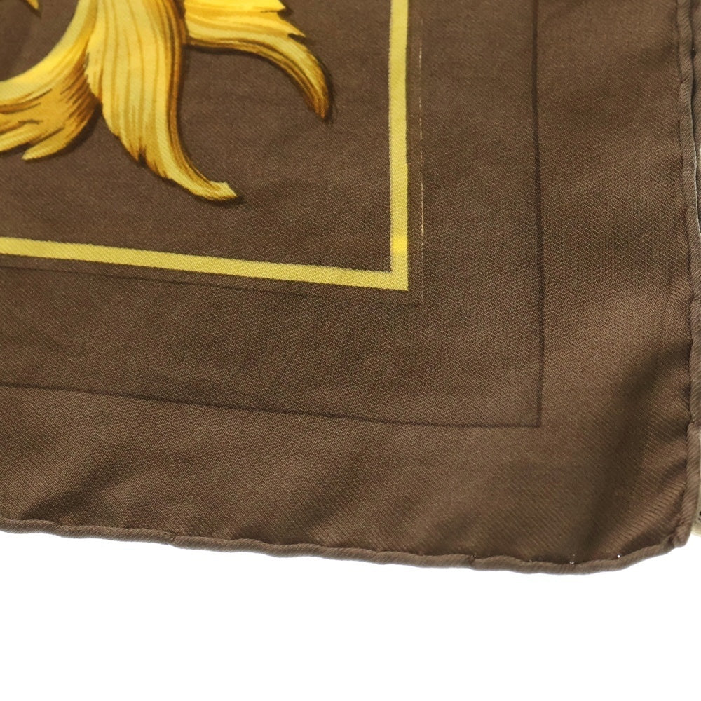 HERMES(エルメス) カレ90 王冠 クラウン スカーフ ブラウン×イエロー