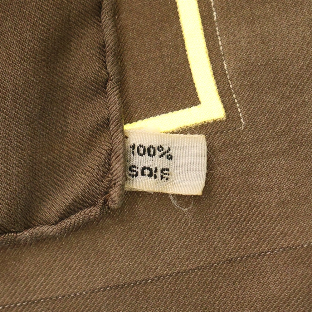 HERMES(エルメス) カレ90 王冠 クラウン スカーフ ブラウン×イエロー