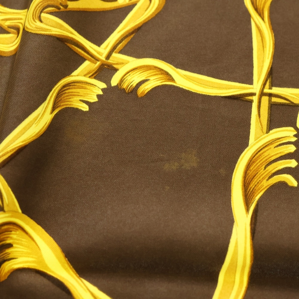 HERMES(エルメス) カレ90 王冠 クラウン スカーフ ブラウン×イエロー