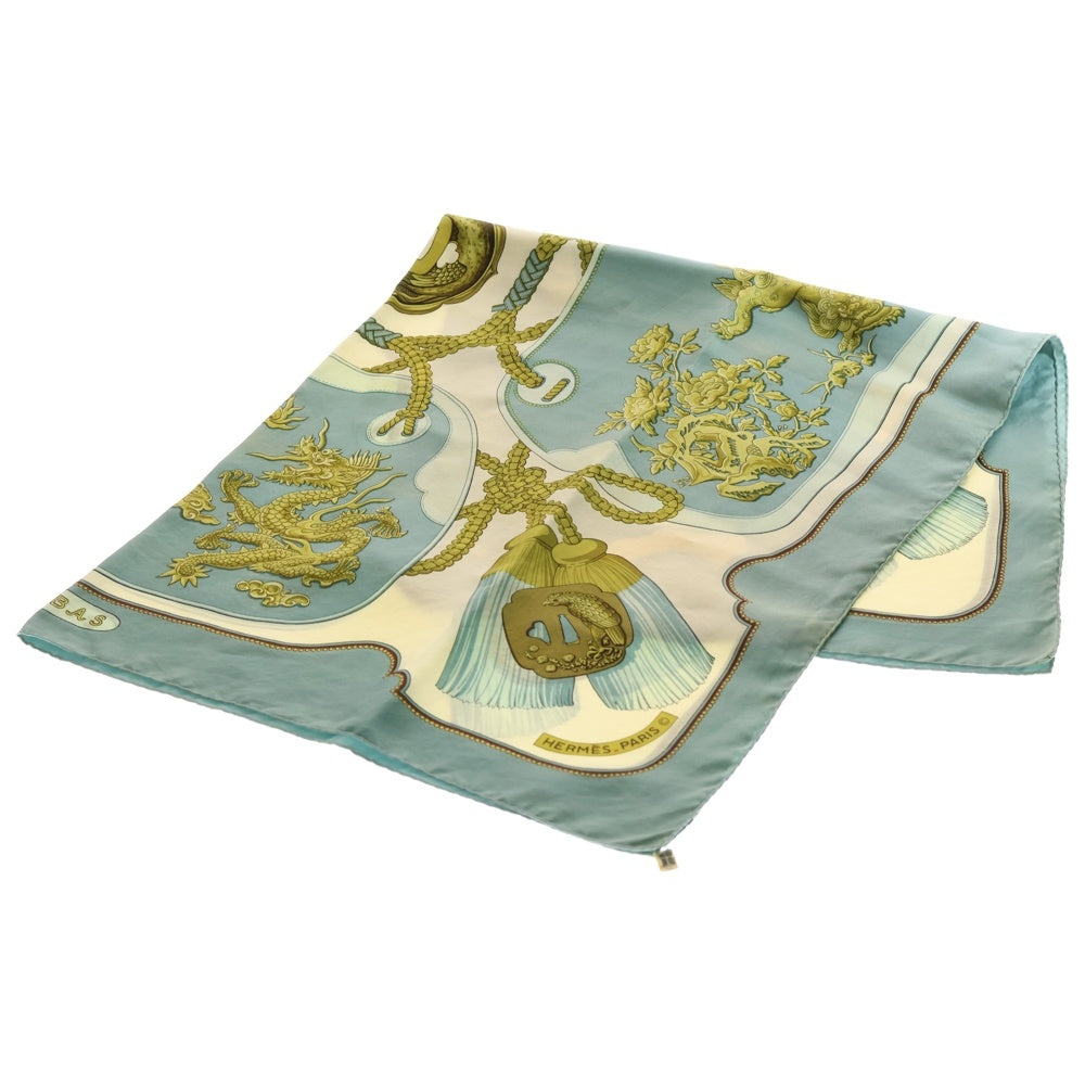 HERMES(エルメス) カレ90 TSUBASU スカーフ ライトブルー×ベージュ