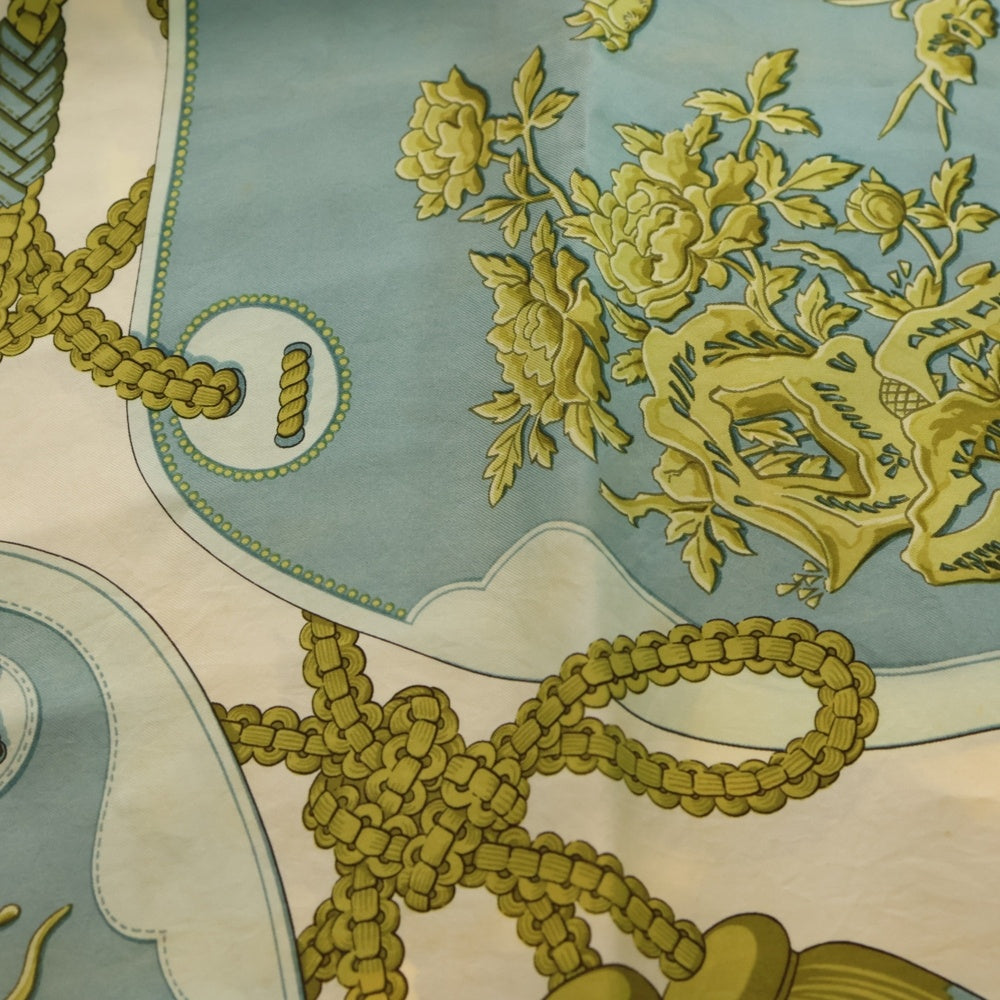 HERMES(エルメス) カレ90 TSUBASU スカーフ ライトブルー×ベージュ