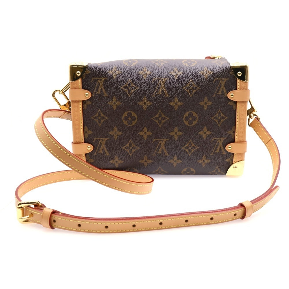 LOUIS VUITTON(ルイヴィトン) モノグラム サイドトランクMM ショルダーバッグ ブラウン レザー×PVC M46358 ゴールド金具